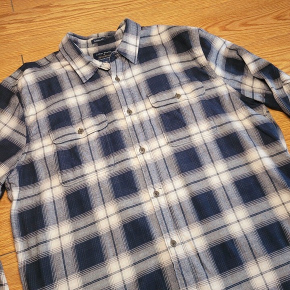 Lucky Brand x Pendleton Mens Button Up Flannel Shirt Size XL Plaid Navy/Cream - Picture 5 of 16